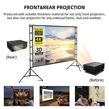 lejiada Projector Screen and Stand, 100'' Upgraded Large Projection Screen Anti Crease with Carry Bag for Party Home Movie Nights, Film Festivals, Business Presentations, Meetings,Outdoor - Image 7