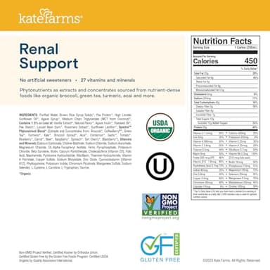 KATE FARMS Organic 1.8 Renal Support Shake, Vanilla, 20g Protein, 27 Vitamins and Minerals, Specialized Dialysis Nutrition Support, 8.45 oz (12 Pack) - Image 2