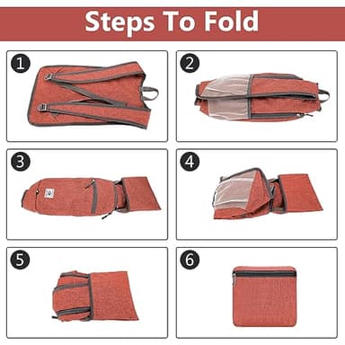 Esup 15L Lightweight Hiking Backpack Foldable Small Travel Backpack Packable Camping Backpack for Women Men (Dark Orange) - Image 5