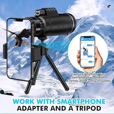 40x60 Monocular Telescope with Smartphone Adapter, Telescope for Adults High Powered, Monocular for Adults, Compact Low Light Vision for Wildlife, Hunting, Camping, Travel &Outdoor Adventures - Image 6