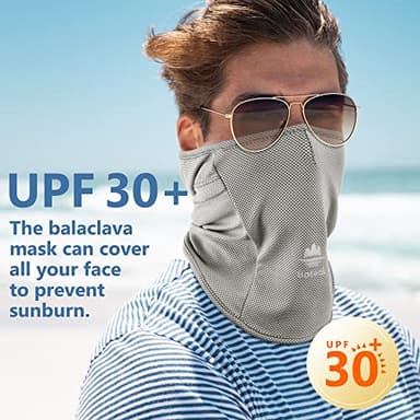 Botack Balaclava Face Mask Sun UV Protection Breathable Full Head Mask for Men Women Skiing Cycling Grey - Image 3