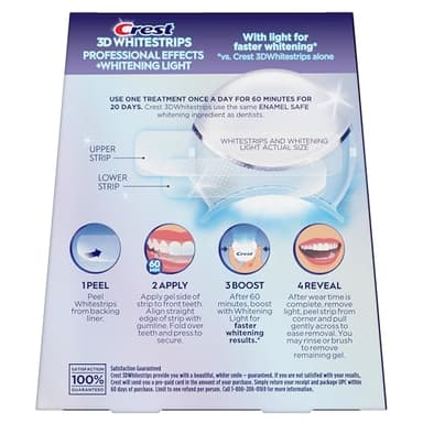 Crest 3D Whitestrips Professional Effects + LED Light – Teeth Whitening Kit, 1 Light + 20 Treatments, Each with 1 Upper/1Lower, 40 Strips – Crest 3DWhite Teeth Whitening Strips - Image 8
