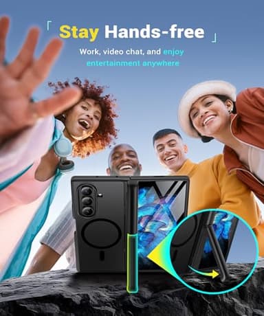 BERFY for Samsung Galaxy Z Fold 7 Case with 9H Tempered Glass Screen Protector, [Compatible with MagSafe] Built-in 2 Hidden Kickstand, Full-Body Slim Shockproof Phone Case for Z Fold 7, Black - Image 7