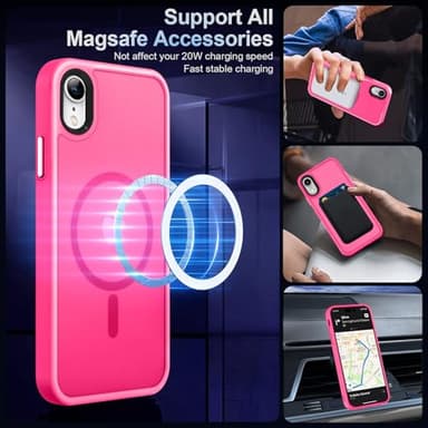 MOCCA Strong Magnetic for iPhone XR Phone Case, [Compatible with Magsafe][Mil-Grade Drop Protection] Slim Thin Translucent Matte Protective Cover Case for iPhone XR Case 6.1'', Hot Pink - Image 2