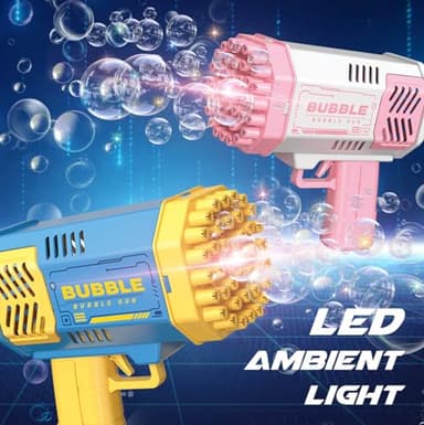 Dolanus Bubble Gun 2 Pack with 2 Bottles Bubble Solution, 40-Hole Light Up Dip Bubble Machine for Kids, Bubble Toy for 3 4 5 6 7 8 Years Old Boys Outdoor Indoor Kid Birthday Wedding Party(Blue&Pink) - Image 9