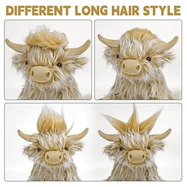Tonpect Highland Cow Stuffed Animal with Mooing Sound, 9 inch Ginger Colored, Farm Cow Toy for Boys Girls Gift Decoration - Image 7
