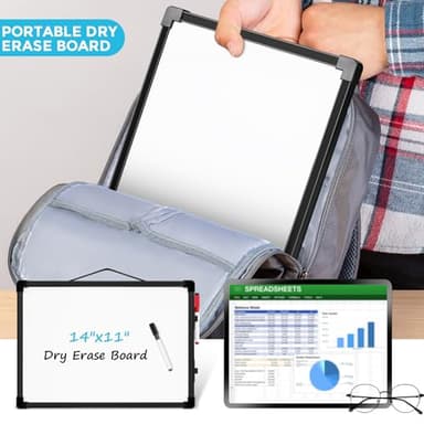 MaxGear Dry Erase Board Double-Sided, 14"x11" Mini Hanging Whiteboard, Small White Board with 2 Dry Erase Markers, Portable for Students - Planning, Drawing, Memo, to Do List, Black Frame - Image 6