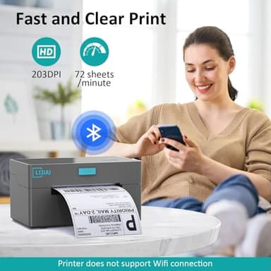 LIIUU Thermal Shipping Label Printer Bluetooth, 4x6 Label Printer for Shipping Packages, Support iOS, iPhone, iPad, Android, Mac, Windows, Widely Used for Amazon, UPS, USPS, Ebay, Etsy - Image 5