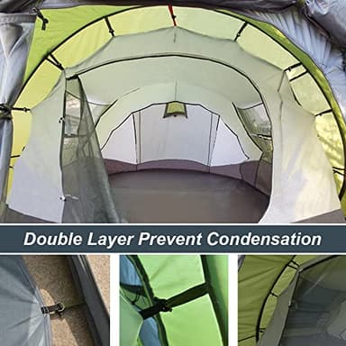 6 Person Easy Pop Up Tents for Camping - AYAMAYA Double Layer Waterproof Instant Tent with Vestibule & Porch, Large Size Family Automatic Setup 4-6 People Hiking (Poles Included) - Image 4