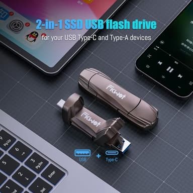 Fikwot External SSD USB Flash Drive 2TB, Up to 2050MB/s 2-in-1 Type C+ USB A USB3.2 Gen2 Solid State Thumb Drive SSD Stick for iPhone 15/16/Android/Windows/Mac/PC/Laptops - Image 5