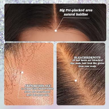 NESMON Real SKINLIKE HD Lace Wig 13x6 Full Frontal HD Lace Front Wigs Human Hair Pre Plucked Bleached Knots 200% Density 0.10mm Ultra-thin Invisible Lace Straight Human Hair Wigs For Women 26 Inch - Image 3