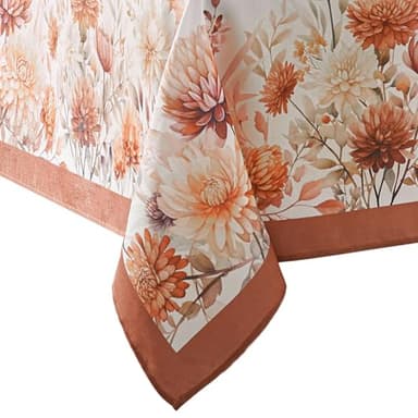Elrene Home Fashions Autumn Blooms Floral Fall/Harvest/Thanksgiving Rectangle Wrinkle Resistant Tablecloth, 60"x120" - Image 2