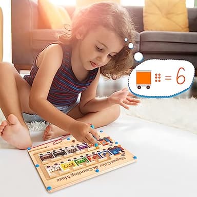 Magnetic Color and Number Maze Board Wooden Montessori Fine Motor Skills Toys for 3 4 Year Old Preschool Learning Activities Classroom Must Haves Sorting Travel Toys for Toddlers Boys Girls - Image 3