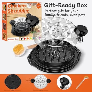 Chicken Shredder Tool Twist Large with Brush, 10" Pro Visible Kitchen Meat Shredder Grinder Machine, Strong Anti-Slip Base, Ergonomic Handle, BPA Free, Suitable for Steak Pork Chicken Breast (Black) - Image 5