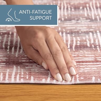 TOWN & COUNTRY BASICS Comfort Plus Boho Geo Anti Fatigue Comfort Mat, Kitchen Runner Mat, Standing Desk Mat, Dorm Room Rug, Non-Slip Backing, Maroon, 18"x55" - Image 7