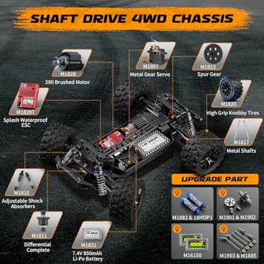 HAIBOXING 1:18 Scale RC Monster Truck 18859 36km/h Speed 4X4 Off Road Remote Control Cars,Waterproof Electric Powered RC Cars All Terrain Toys Vehicles with 2 Batteries, Xmas Gifts for Kid and Adults - Image 5