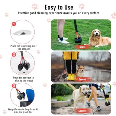 TIMINGILA Pooper Scooper 2 Pack, 28" Long Handle No Touch Dog Pooper Scooper for Large Medium Small Dogs, Durable Spring & Lightweight, Waste Pickup Tool for Dogs in Lawns/Grass/Dirt/Gravel - Image 2
