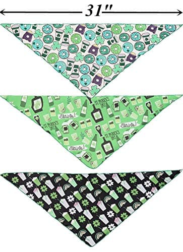 BoomBone St Patricks Day Dog Bandana 3 Pack - Triangle Bibs Pet Scarf for Small to Large Dogs and Cat - Image 3