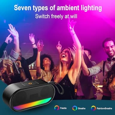 Portable Bluetooth Speaker with LED Lights, 24W Loud Sound Punchy Bass, Portable Wireless Up to 10H Playtime, Built-in Mic Bluetooth 5.3, IPX6 Waterproof Wireless Speaker for Home/Outdoor/Party/Beach - Image 4