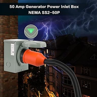 Finderomend 15 ft 50 Amp Generator Cord and Power Inlet Box Combo Kit,125/250 Volts,Generator Power Cord NEMA 14-50P to SS2-50R Extension Cord,for Home RV Backup Power Solution - Image 5