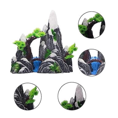 Saim Aquarium Mountain View Stone Decoration, Resin Rockery Fish Hiding Cave Fish Tank Accessories Decorations - B - Image 3