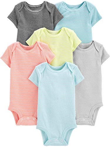 Simple Joys by Carter's Unisex Babies' Short-Sleeve Bodysuit, Pack of 6, Stripe, 3-6 Months - Image 1