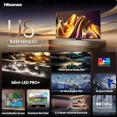 Hisense 85-Inch Class U8 Series Mini-LED ULED 4K UHD Google Smart TV (85U8N) - QLED, Dolby Vision IQ, Dolby Atmos, Full Array Local Dimming Pro, 144Hz Game Mode Pro, Alexa Compatibility - Image 3