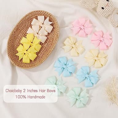 Choicbaby 2.3 Inches Mini Baby Hair Bows 60pcs Grosgrain Ribbon Toddler Hair Accessories with Alligator Clip Bow for Baby Girls Toddlers Gift - Image 4