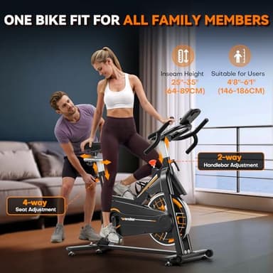 Exercise Bike, WENOKER Stationary Bike for Home, Indoor Bike with Silent Belt Drive, Heavy Flywheel, Multi-grips Handlebar and Upgraded Digital Display - Image 4