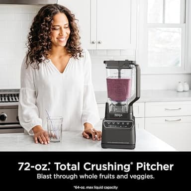 Ninja Blender, Kitchen System for-Smoothie, Frozen, Extract, Chop & Dough, Pitcher, 8-cup Food Processor Bowl, Smoothie Cup, Ninja Total Crushing, 1200 Watt, BPA Free, Dark Grey, BR601AMZ - Image 2