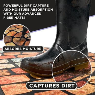 ubdyo Unique in Style Front Door Mat - Low Pile Front Door Mat Outside Entrance - Muddy Dirt Trapping Welcome Matt Outdoor - Rubber Backing Anti Slip Indoor Doormat Entrance, 29" x 17" - Image 4