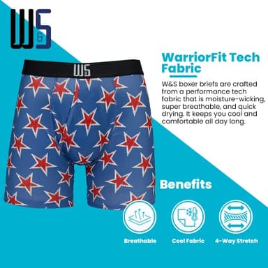Warriors & Scholars Chafe Safe Pouch Boxer Briefs For Men Pack Of 6, Ultra Soft, Breathable Quick Dry, Moisture-Wicking, Buldge Enhancing Mens Underwear, 429FBP M - Image 3