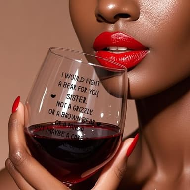 Ithmahco Mothers Day Gifts For Sisters, 16oz Sister's Stemless Wine Glasses - Sister Mother's Day Gift Ideas, Sisters Gifts From Brother (I Would Fight A Bear For You, Sister) - Image 3