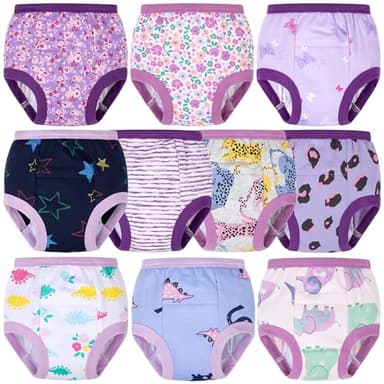 BIG ELEPHANT 10 Packs Baby Girls' and Boys' Potty Training Pants, 100% Cotton Absorbent Training Underwear for Toddler, 3T - Image 1