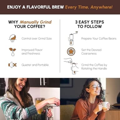 JavaPresse Manual Stainless Steel Coffee Grinder - 18 Adjustable Settings, Portable Conical Burr Grinder for Camping, Travel, Espresso - With Hand Crank - Image 4