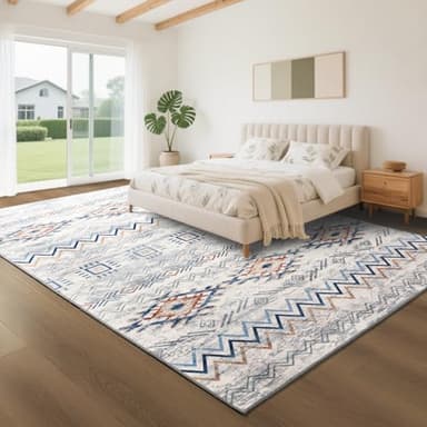 Snoffic Area Rug Living Room Rugs Large Soft Boho Farmhouse Indoor Floor Rug (Blue, 6'x9') - Image 4