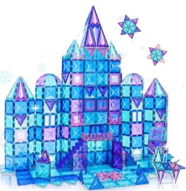 LionFuny 130PCS Magnetic Tiles, 3D Diamond Magnetic Blocks, Magnet Tiles for Kids Age 3-5 4-8 8-12, STEM Sensory Educational Magnet Toys for Kids Girls Boys Birthday Xmas Gifts - Image 1