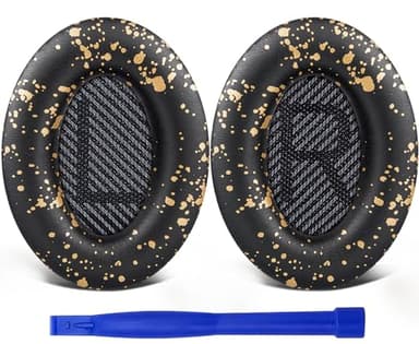 SoloWIT Replacement Earpads Cushions for Bose QuietComfort 35 (QC35) & Quiet Comfort 35 II (QC35 ii) Headphones, Ear Pads with Softer Leather, Noise Isolation Foam, Added Thickness (Black Gold) - Image 1
