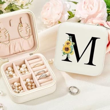 Ldntly Sunflower Jewelry Case,Sunflower Gifts for Women,Initial Travel Jewelry Box,Personalized Gifts for Teen,Mom,Wife,Bridesmaids,21st Birthday Gifts for Her - Image 7