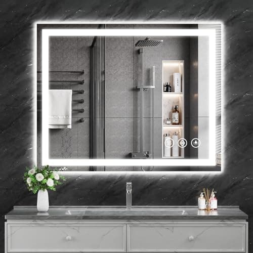 Koonmi 40"x30" LED Mirror for Bathroom, 90CRI Anti-Fog Vanity Mirror with Front and Backlight, Shatter-Proof Wall Mirror with Light, Easy Install Lighted Mirror for Modern Bathroom (IP67) - Image 1