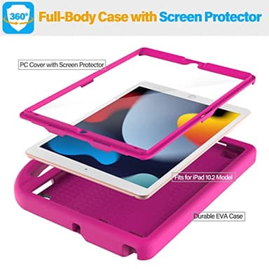 SUPLIK Kids Case for iPad 9th/8th/7th Generation - iPad 10.2 inch 2021/2020/2019 Case with Built-in Screen Protector, Durable Shockproof Handle Stand Kids Cover for Apple iPad 7/8/9 Gen, Pink - Image 5