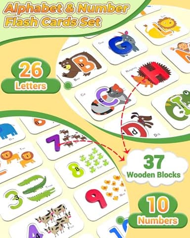 Gojmzo Alphabet Flash Cards, ABC Learning Toys for Kids 3-5, Wooden Letters Number Blocks Sight Words Matching Game, Toddler Preschool Learning Activities, Montessori Educational Toys for 3+ Year Old - Image 2