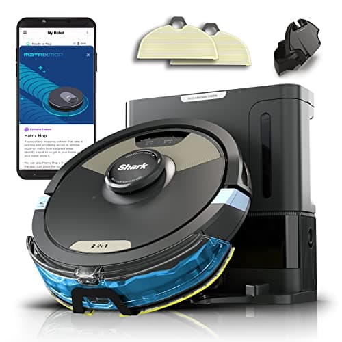 Shark Robot Vacuum & Mop Combo, Powerful Suction, Matrix Plus, 60-Day Debris Capacity, HEPA Bagless Self Empty Base, Sonic Mopping, Home Mapping for Pet Hair - Carpets & Hardfloor, AV2610WA - Image 1