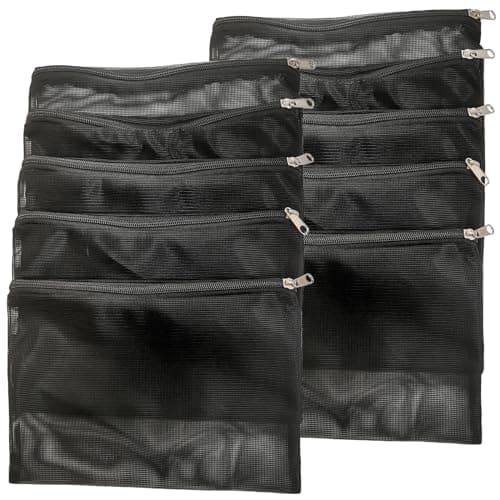 Cover Geny 10 Pcs 10" x 7" Aquarium Filter Media Bags, Fish Tank Media Mesh Filter Bags with Zipper, Black Mesh Reusable Bags for Activated Carbon, Ceramic Rings, etc. - Image 1