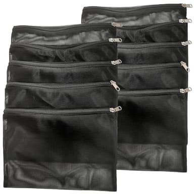 Cover Geny 10 Pcs 10" x 7" Aquarium Filter Media Bags, Fish Tank Media Mesh Filter Bags with Zipper, Black Mesh Reusable Bags for Activated Carbon, Ceramic Rings, etc. - Image 1