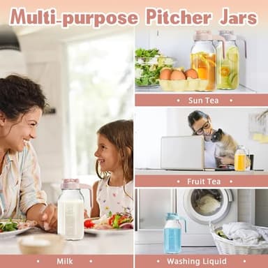 Mason Jar with Pour Spout Lid V-shaped, 2 Quart Iced Tea Pitcher Double Leak Proof, 64 oz Drink Pitcher for Breastmilk, Sun Tea, Juice, Coffee Creamer - Image 5
