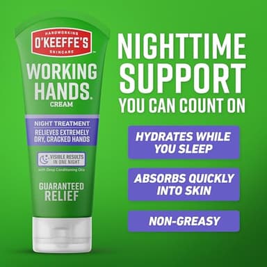 O'Keeffe's Working Hands Hand Cream Plus Night Treatment Cream Bundle - 7 oz Tubes (2 Total) - Repairing Skincare for Cracked, Dry Hands - Image 7