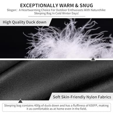 Naturehike Ultralight Down Sleeping Bag, 650FP Backpacking Sleeping Bag 3-4 Season for Adults, 32-42℉ Waterproof Sleeping Bags for Camping, Hiking, Traveling with Compression Sack - Image 5