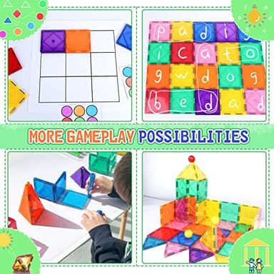 Magnetic Tiles Toddler Toys Magnetic Building Blocks for Kids Ages 3-12 STEM Educational Toys for Girls & Boys Sensory Play for Preschool Learning Birthday Chritmas Gifts Stocking Stuffers - Image 2