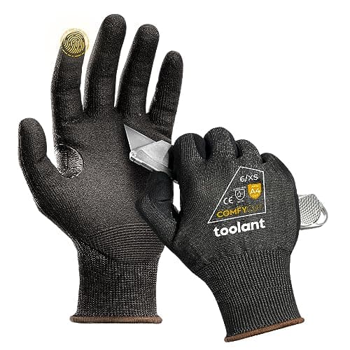 toolant A4 Cut Resistant Work Gloves with Grip, Ultra Thin Safety Glove for Fishing, WoodCarving, Gardening, 1 Pair, X-Large - Image 1